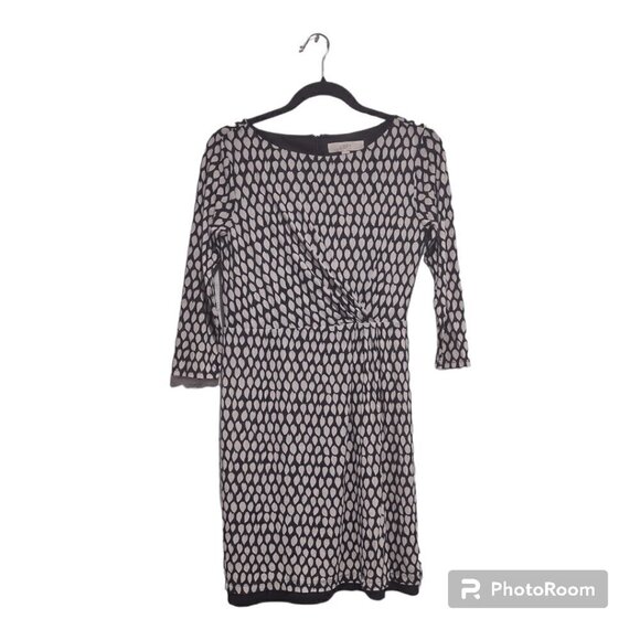 LOFT Dresses & Skirts - Ann Taylor Loft 3/4 Sleeve Midi Dress Black White Size S